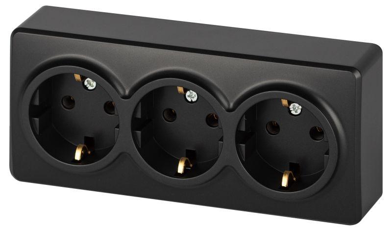 розетка 3-м оп эксперт 11-2208-05 16а ip20 250в 3х2p+e schuko с заземл. антрацит эра б0063007 от BTSprom.by