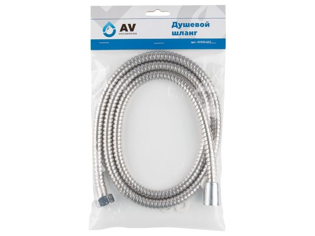 шланг душевой, sus/pvc, 1/2" г-г 150 см, мат., av engineering (гайка цинк, 7 бар) avsss-027 от BTSprom.by