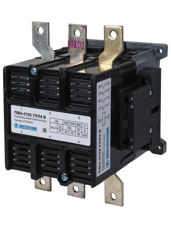 пускатель пма-5102 ухл4 в 100а кат. 220в 2но+2нз ip00 без реле электротехник et010910 от BTSprom.by