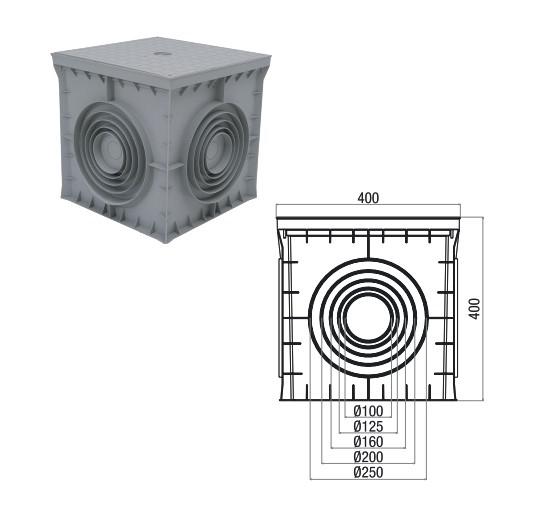 Коробка распределительная 400х400х400мм 4 вывода с крышкой пластик сер. Cetinkaya Pano CP404040 фото в каталоге от BTSprom.by