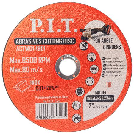 диск отрезной по металлу 180х22.2х1.6мм (уп.10шт) p.i.t. actw01-1801 от BTSprom.by