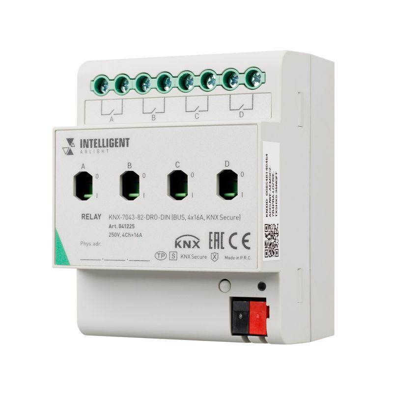 модуль релейный knx-7043-82-dro-din (bus 4х16а knx secure) ip20 пластик intelligent arlight 041225 от BTSprom.by