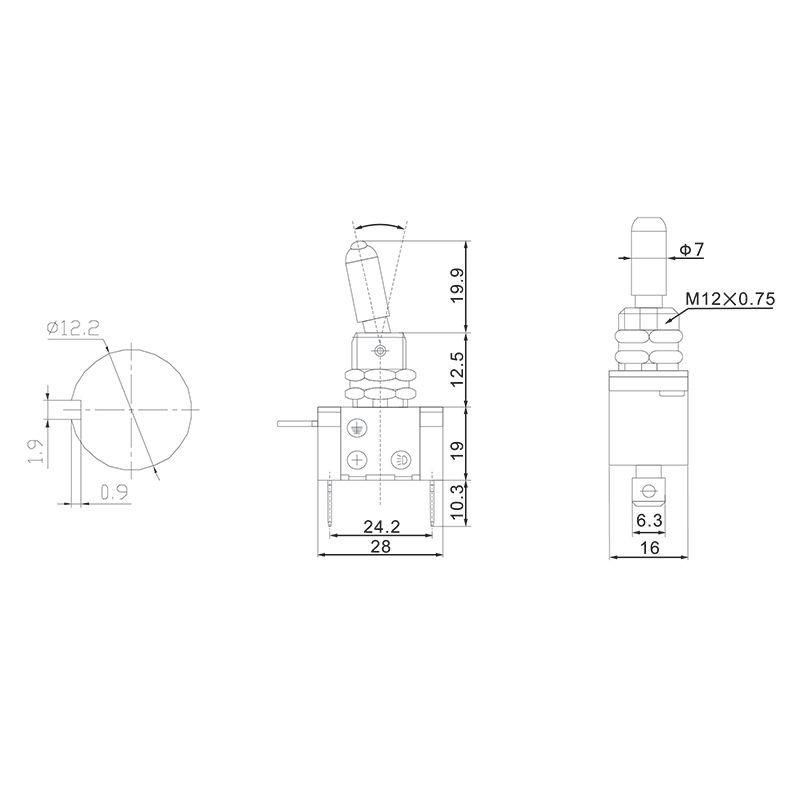 тумблер 24в 20а (3c) on-off 1п led подсветка красн. (asw-07d) rexant 36-4360 от BTSprom.by