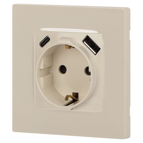  Розетка Эра12 12-4108-02 16А 250В 2P+E с USB type-A+C 5В-3А защ. шторки сл. кость Эра Б0067731 фото в каталоге от BTSprom.by