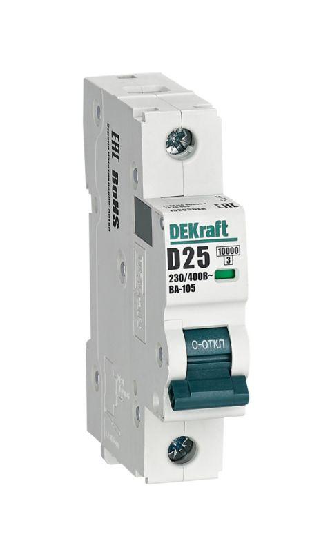 выключатель автоматический модульный 1п d 25а 10ка ва-105 dekraft 13203dek от BTSprom.by