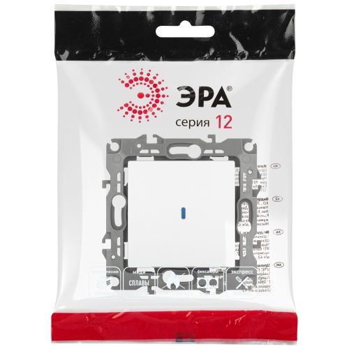  Выключатель 1-кл. Эра12 12-1102-01М 10А IP20 250В 10AX с подсветкой механизм бел. матов. Эра Б0065679 фото в каталоге от BTSprom.by