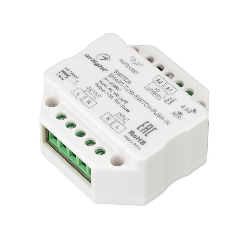 контроллер-выключатель smart-tuya-switch-push-in (230в 1.5а wifi 2.4g) (ip20 пластик) arlight 033002 от BTSprom.by