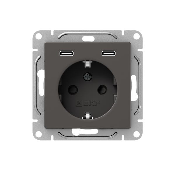 розетка сп эпика 16а с 2 usb-c с заземл. защ. шторки механизм мокко ekf up1-som-111-2usbc от BTSprom.by
