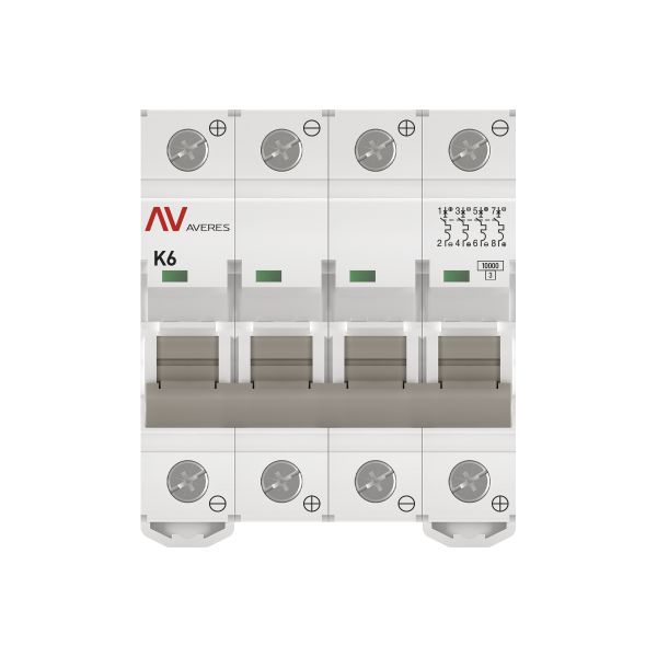  Выключатель автоматический модульный 4п K 6А 10кА AV-10 DC AVERES EKF mcb10-DC-4-06K-av фото в каталоге от BTSprom.by