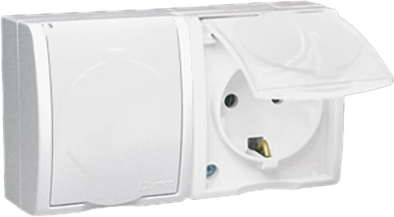 розетка 2-м оп simon15 16а ip54 250в с заземл. с крышкой винт. клеммы бел. simon 1594433-030 от BTSprom.by