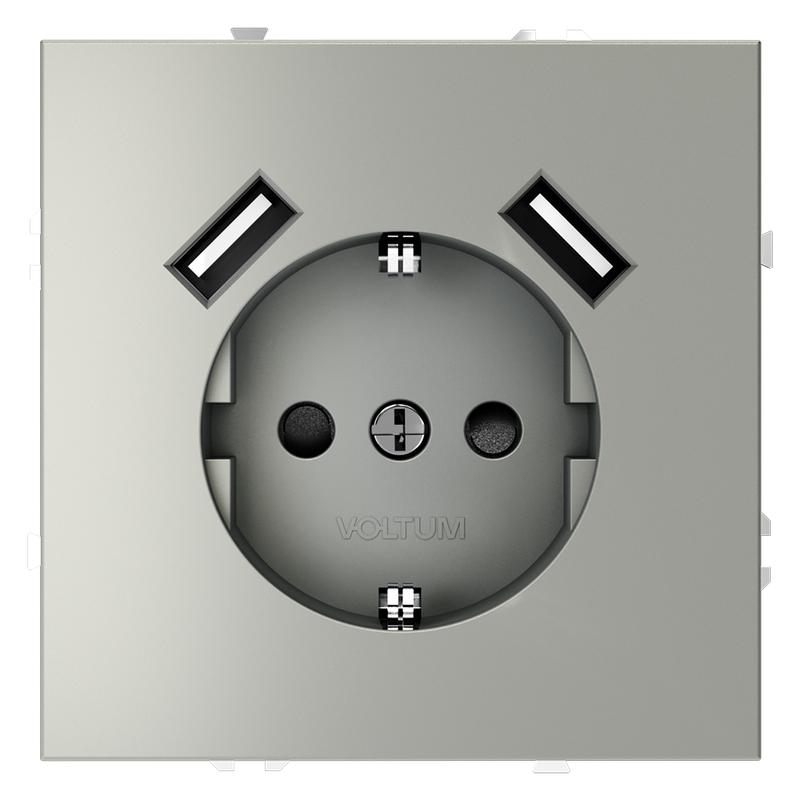 розетка 1-м сп s70 16а с usb a+a с заземл. защ. шторки механизм сталь voltum vls040405 от BTSprom.by