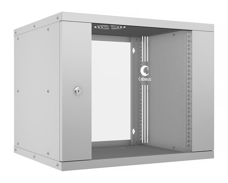 шкаф телекоммуникационный настенный разборный light wsc-05d-9u55/45 19дюйм 9u дверь стекло сер. cabeus 10175c от BTSprom.by