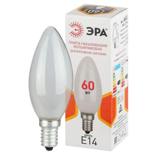 лампа накаливания b36 60вт свеча матовая e14/e14 230в эра б0066376 от BTSprom.by