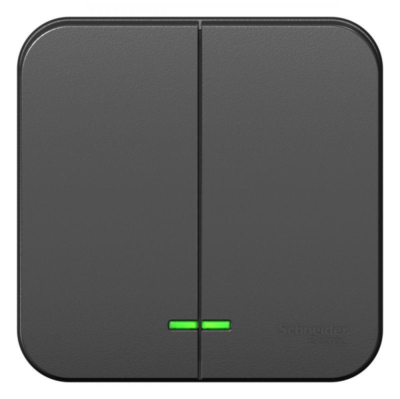 выключатель 2-кл. оп blanca 10а ip20 (сх. 5) 250в с подсветкой антрацит se blnva105106 от BTSprom.by