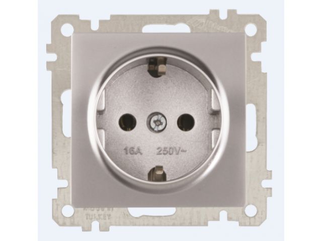 розетка 1-ая (скр, б/рамки, с/з) серебро, candela (daria), mutlusan (16 a, 250 v, ip 20) 2100 600 0282 от BTSprom.by