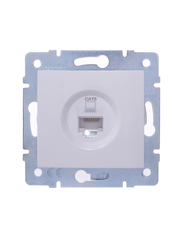 розетка компьютерная 1-м сп karina ip20 rj45 кат.6 механизм бел. lezard 707-0288-140 от BTSprom.by
