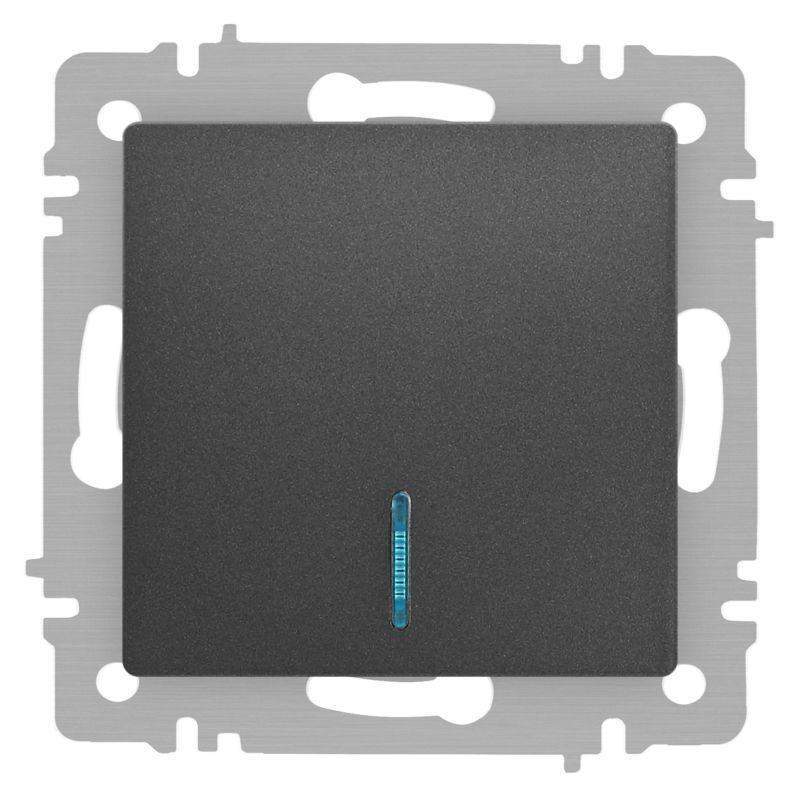 выключатель 1-кл. сп accent 6-102-07 10а ip20 250в с подсветкой al/cu графит intro б0063434 от BTSprom.by