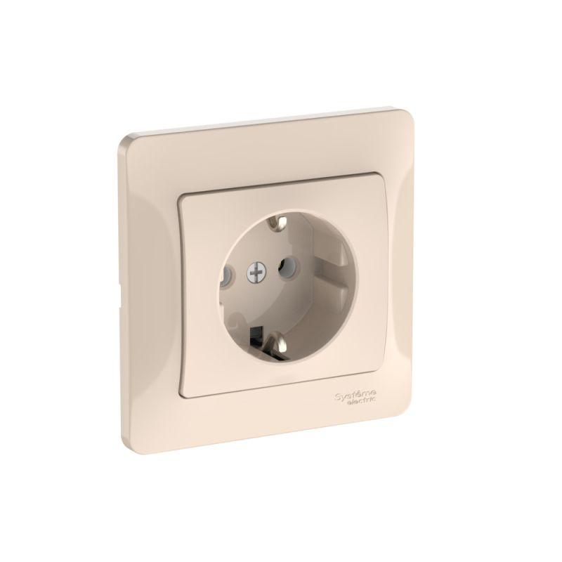 розетка glossa 16а с заземл. быстрозажим. клем. в сборе беж. se gsl000242s от BTSprom.by