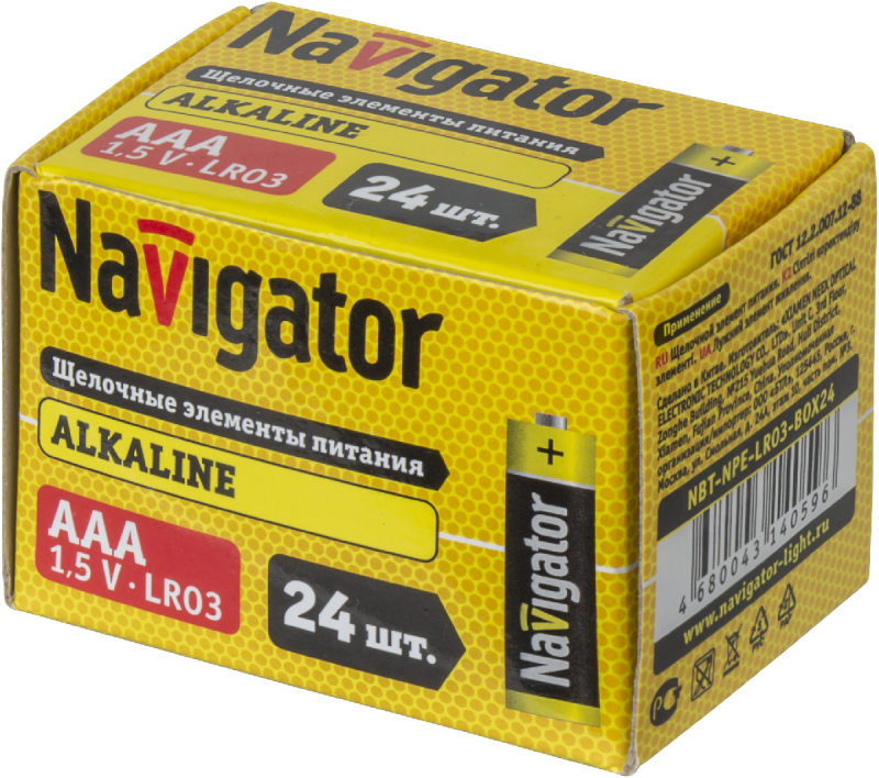 элемент питания алкалиновый aaa/lr03 14 059 nbt-npe-lr03-box24 (уп.24шт) navigator 14059 от BTSprom.by
