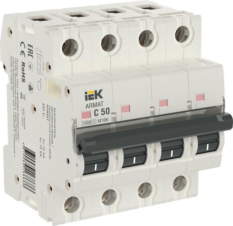 выключатель автоматический модульный 4п c 50а m10n armat iek ar-m10n-4-c050 от BTSprom.by