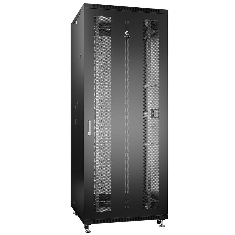 шкаф телекоммуникационный nd-05c-42u80/100-bk 19дюйм 42u 800х1000х2055 передн. и задн. перфорир. двери ручка с замком черн. cabeus 8536c от BTSprom.by
