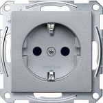  Розетка 1-м СП Merten 16А IP20 с заземл. защ. шторки QF SM механизм алюм. SchE MTN2300-0460 фото в каталоге от BTSprom.by