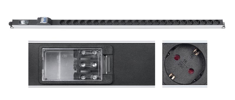 блок розеток для 19дюйм шкафов pdu-32-24s-b-t вертик. 24 розетки schuko 32а автомат защиты алюм. корпус клем. колодка cabeus 9544c от BTSprom.by