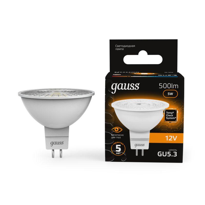 лампа светодиодная black 5вт mr16 софит 3000к тепл. бел. gu5.3 500лм dc 12в gauss 201505105 от BTSprom.by