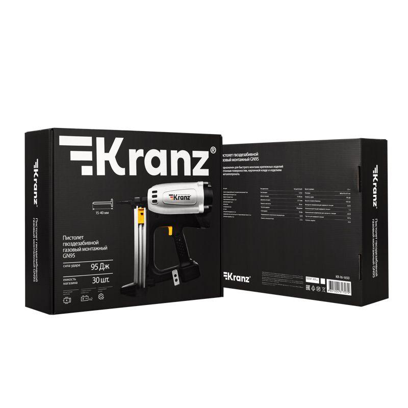  Пистолет монтажный газовый гвоздезабивной GN95 95Дж длина гвоздей 15-40мм d2.7-3мм KRANZ KR-16-1650 фото в каталоге от BTSprom.by