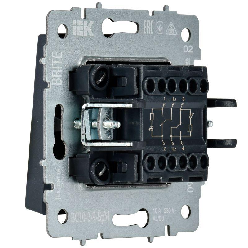  Выключатель 2-кл. BRITE 10А ВС10-2-9-БрМ для отелей с индик. механизм маренго IEK BR-V20-2-10-K35 фото в каталоге от BTSprom.by