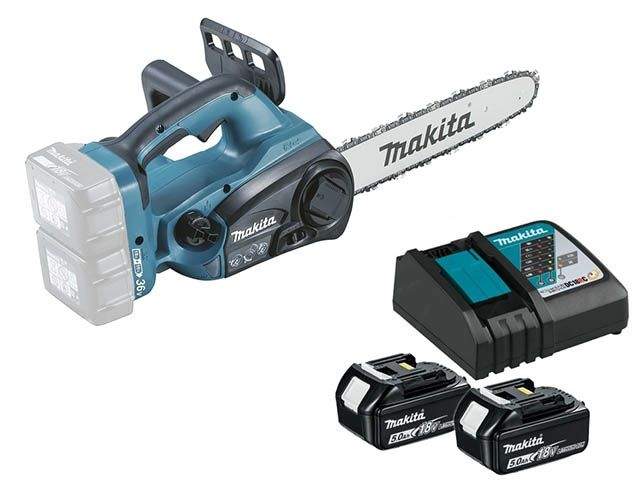 аккум. пила цепная makita duc 302 z шина 30 см (12"), 3/8, 1.1 мм + акция (2 аккумулятора, зарядное) (18+18 в, 2 акк., 5.0 а/ч, li-ion, зар. dc18rc) от BTSprom.by