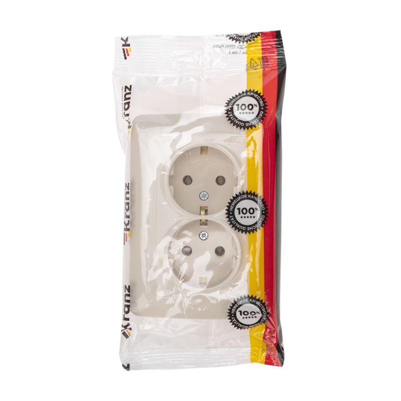  Розетка 2-м СП 16А DEA с заземл. беж. Kranz KR-78-0248 фото в каталоге от BTSprom.by