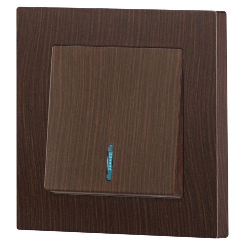  Выключатель 1-кл. СП Accent 6-102-10 10А IP20 250В с подсветкой AL/CU венге Intro Б0063449 фото в каталоге от BTSprom.by