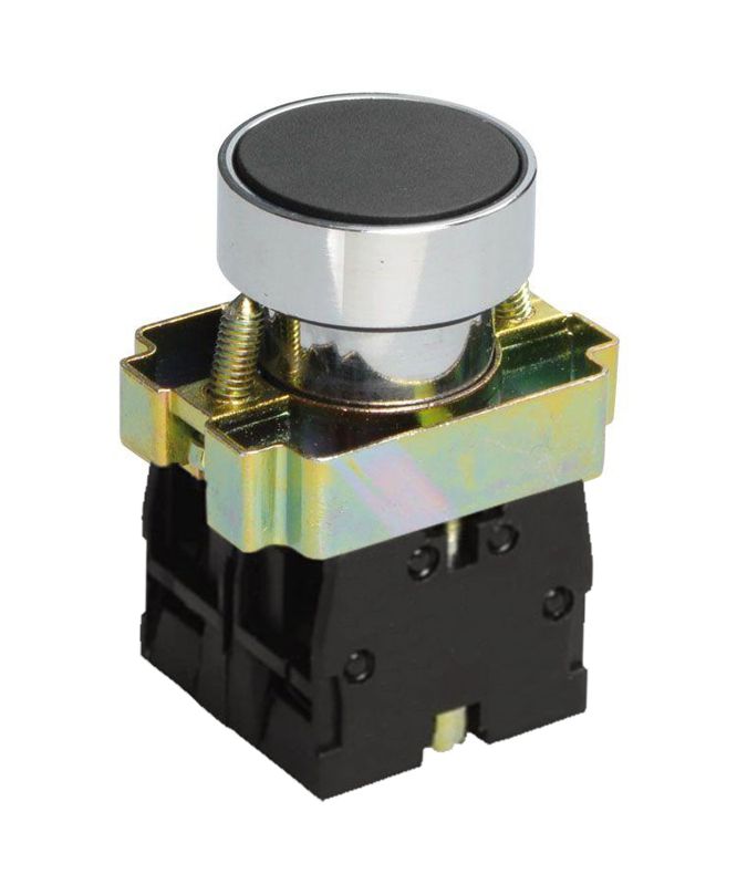 выключатель кнопочный lay5-ва25 без подсветки 1но+1нз цилиндр хром d22мм черн. электротехник et012084 от BTSprom.by