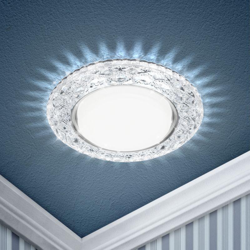 светильник точечный dk ld24 sl/wh gx53 декор со светодиод. подсветкой прозр. эра б0029631 от BTSprom.by