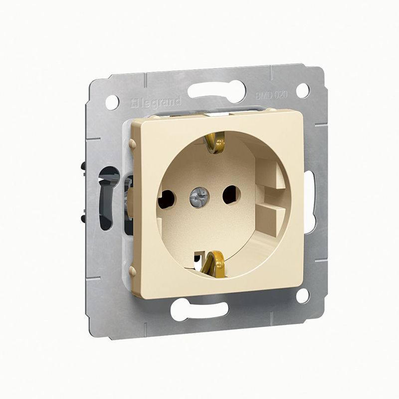 розетка 1-м сп cariva 16а ip20 2p+e защ. шторки немецк. стандарт винтов. клеммы механизм сл. кость (diy-упак.) leg 695917 от BTSprom.by
