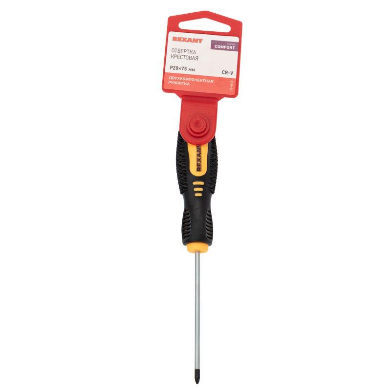  Отвертка крестовая PZ 0х75мм двухкомпонентн. рукоятка Rexant 12-6413 фото в каталоге от BTSprom.by