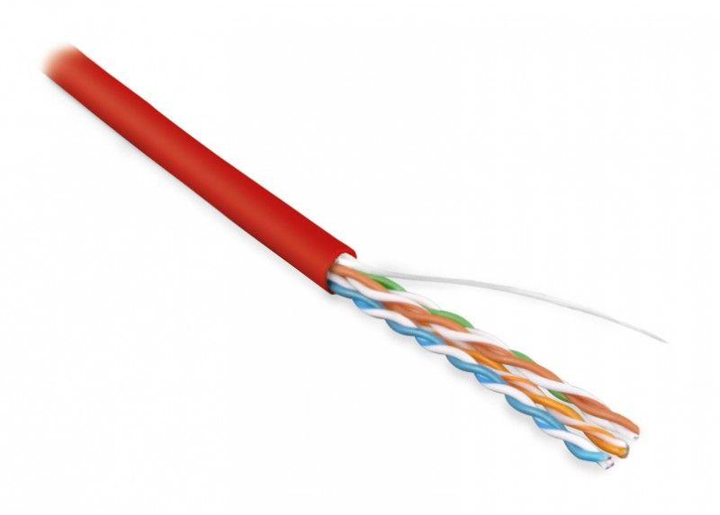 кабель витая пара u/utp кат.5e 4 пары 24 awg ож solid lszh нг(с)-hf uutp4-c5e-s24-in-lszh-rd-100 красн. (уп.100м) hyperline 273511 от BTSprom.by
