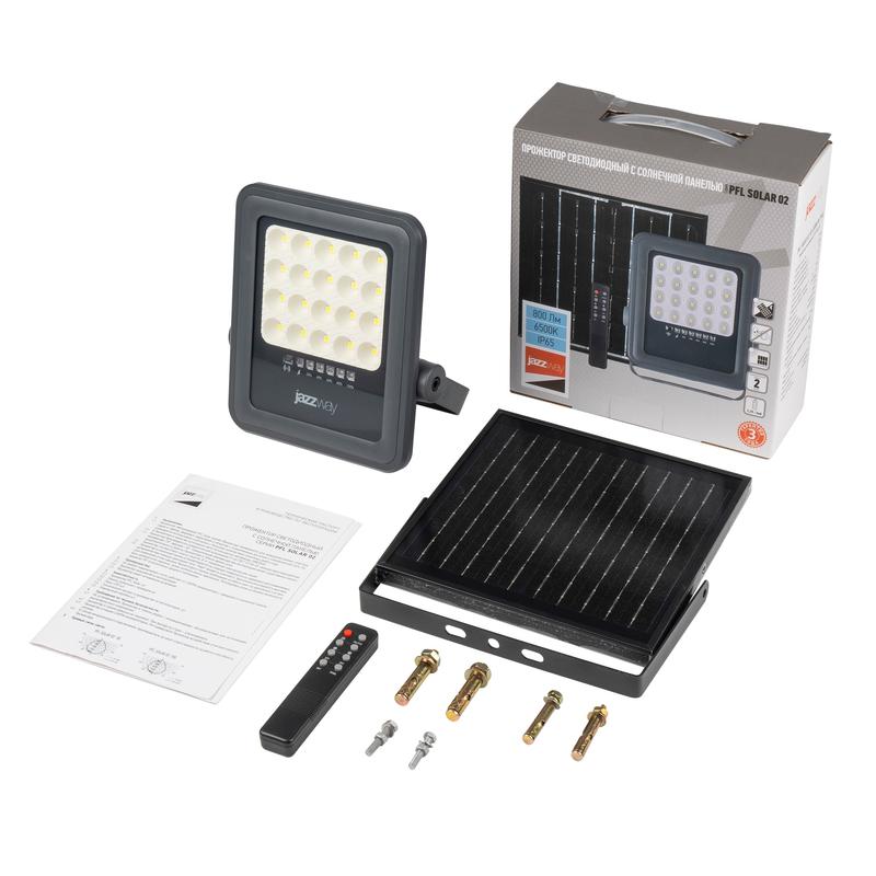  Прожектор светодиодный PFL SOLAR 02 50 6500К GR IP65 ДО с солнечн. панелью и пультом Pro+ JazzWay 5058460 фото в каталоге от BTSprom.by