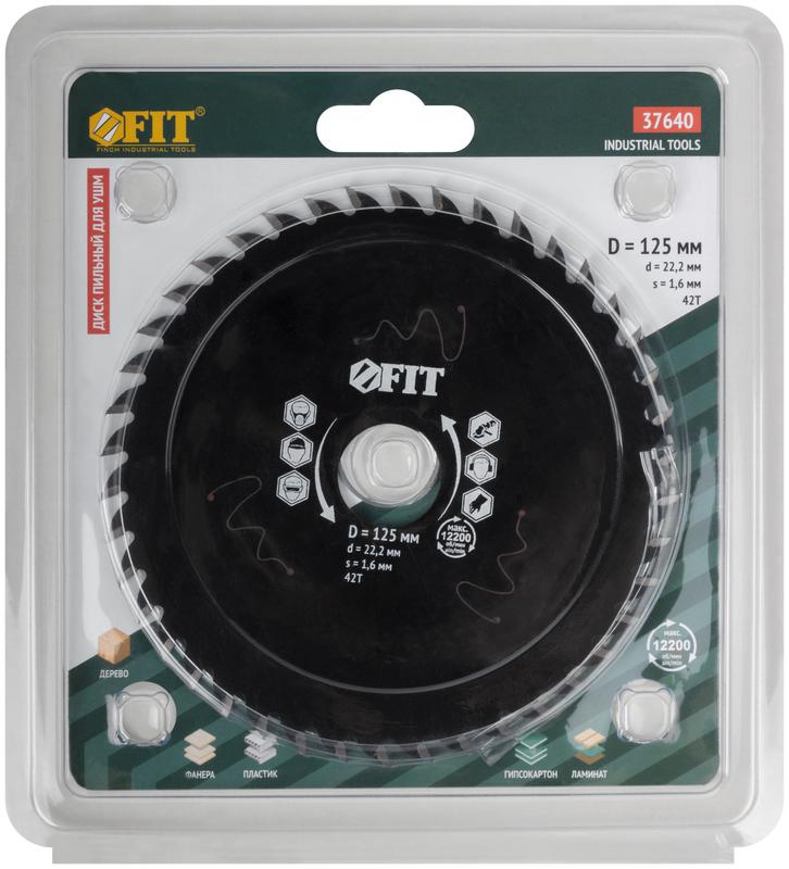  Диск пильный по дереву посадочный диаметр 22.2мм 42зуб. с карбидными вставками 125мм FIT 37640 фото в каталоге от BTSprom.by