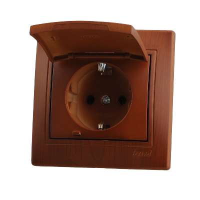 розетка 1-м сп mira 16а ip20 с заземл. с защ. крышкой керамика сосна lezard 701-0801-123 от BTSprom.by