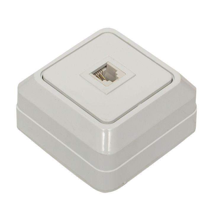  Розетка телефонная 1-м ОП Рим бел. EKF ENT01-034-10 фото в каталоге от BTSprom.by