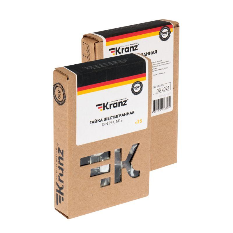  Гайка шестигранная М12 DIN 934 (уп.25шт) Kranz KR-01-3522-007 фото в каталоге от BTSprom.by