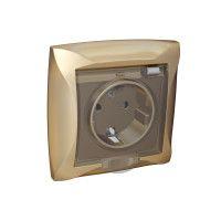  Розетка 1-м СП Дуэт 16А IP44 с заземл. защ. шторки с крышкой шампань SchE WDE000448 фото в каталоге от BTSprom.by