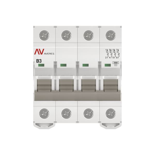  Выключатель автоматический модульный 4п B 3А 10кА AV-10 AVERES EKF mcb10-4-03B-av фото в каталоге от BTSprom.by