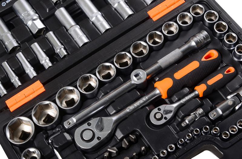  Набор инструментов 1/2дюйм 1/4дюйм CrV в кейсе 108 предмета Вихрь 73/6/7/8 фото в каталоге от BTSprom.by