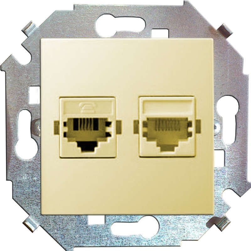 розетка компьютерная + телефонная 2-м сп simon 15 rj45 + rj11 кат.5e systimax механизм сл. кость simon 1591590-031 от BTSprom.by
