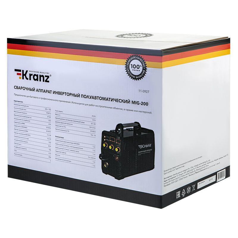  Аппарат сварочный инверторный полуавтоматический MIG-200 Kranz 11-0927 фото в каталоге от BTSprom.by