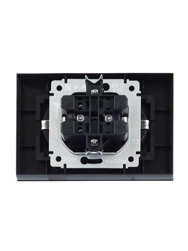  Розетка 2-м СП BRITE РСш12-3-БрГ 16А в сборе с заземл. защ. шторки графит IEK BR-R24-16-K53-F фото в каталоге от BTSprom.by