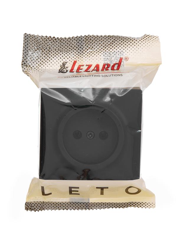  Розетка 1-м ОП LETO без заземл. ПБТ черн. бархат LEZARD 752-4200-121B фото в каталоге от BTSprom.by